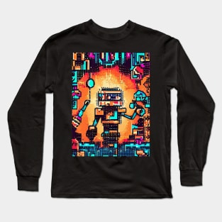 Maintenance robot in pixel art Long Sleeve T-Shirt